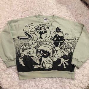 Looney Tunes Sweatshirt Sz L Bugs Bunny Daffy Taz Wile E Coyote Marvin Martin